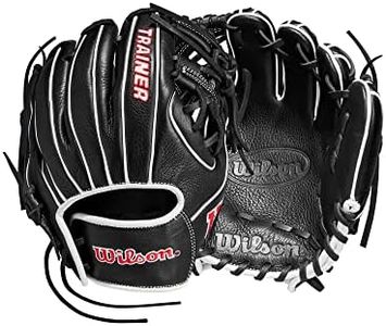 Wilson 27.5” Infield Pancake Training Baseball Glove - Right Hand Throw, Black/Red