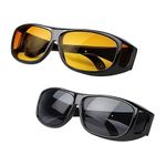 Tendula HD Vision Goggles HD Vision Day & Night Unisex Goggles Polarized Sunglasses Men And Women 100% UV Protection Driving All Bikes and Car Anti-Glare Glasses Combo Pack of 2 (Yellow And Black)