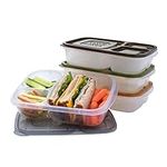 EasyLunchboxes - Bento Lunch Boxes - Reusable 3-Compartment Food Containers for School, Work, and Travel, Set of 4, Urban