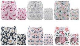 ALVABABY Cloth Diapers Reusable Washable Adjustable Pocket for Baby Boys and Girls 6 Pack with 12 Inserts 6DM61-AU