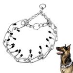 AWAVM Metal Choke Chain for Dog Anti Bark Collars for Dogs Durable Thick Prong Collars for Pet Outdoor Training Stainless Steel Prong Collar for Large Medium Small Dogs(L)