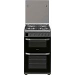 Hotpoint 50cm Double Cavity Gas Cooker with Lid - Stainless Steel