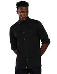 Tommy Hilfiger Men Solid Full Sleeves Spread Collar Shirt_Black_8905692479603