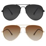 Upgraded Aviator Sunglasses for Men and Women Police Polarized Sun glasses Gradient Lens Military Pilot Style with UV 400 Protection (Black/Brown)