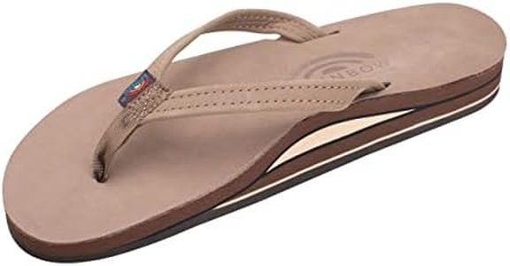 Rainbow Sandals Women’s Double Layer Premier Leather Narrow Strap w/Arch, Dark Brown, Ladies Medium / 6.5-7.5 B(M) US