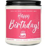 Happy Birthday Candle Gifts for Women - Unique Gift for Best Friend - Vanilla Sugar and Buttercream Candles Gift idea for Her Sister Mom Coworker Classmate Bestie Present 7 oz