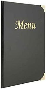 Securit Premium Faux Leather A4 Menu Holder - 8 Pages to View Sleek Display Folder for Food & Drinks - Perfect for Restaurants, Cafe or Bar (Black)