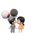 Nanavala's Love Couple Decorative Showpiece for Desk Decoration,for Car Dashboard,Car Interior Decoration Accessories,Fridge,Home Decoration. (with Baloon - Ash Shirt Boy)