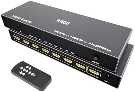 KAGO HDMI Switch 7 in 1 Out 4K@60Hz,7 Ports HDMI Splitter with Remote,HDMI Selector Switcher Box Hub HDR HDCP 3D, Aluminum Premium Quality Compatible with PS5/4 Xbox Roku Fire Stick Apple TV