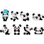 Panda Cake Topper Set - 8 Pcs Panda Gardening Doll Aquarium Decoration Playset Toys Cute Figures Party Decor