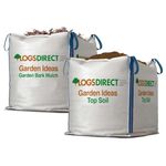 Warma 1 x Top Soil & 1 x Bark Mulch Bulk Dumpy Bags - Garden Landscaping Soil Lawn Improver - For Fruit Vegetable Patches Rose Bushes Gardening Bedding Plants Pathways & Mulching