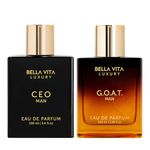 BellaVita Luxury Sigma Male (CEO Man & GOAT Man) Perfume Cologne for Men 2x100ml Combo | Long-Lasting Men's Cologne with Lemon, Lavender, Tonka & Agarwood Perfume