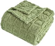 FY FIBER HOUSE Throw Blankets with Heart Checkered,Soft Warm Blankets for Lover Mom Father Gifts,Washable Lightweight Fuzzy Blanket for Couch Sofa Bed Office All Season(Sage Green,50"x60")