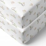 Bacati 2 Piece Happy Monkeys Muslin Crib Sheets, Beige