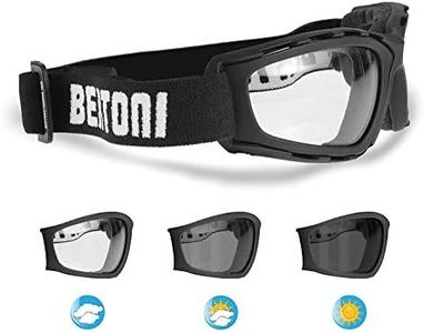 Bertoni Photochromic Motorcycle Goggles Extreme Sports Sunglasses Powersports Goggles Antifog Lens cod F120A by Bertoni Italy Wraparound Windproof Padded Glasses
