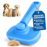 Hertzko Self Cleaning Slicker Brush for Cats & Dogs – Grooming Tool for Shedding Long & Short Hair – Retractable Bristles Pet Brush – Easy-Clean Cat & Dog Deshedding – Painless Detangling - Blue
