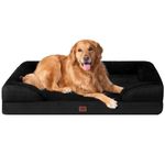 EHEYCIGA Memory Foam Orthopedic Dog Bed XL with Sides, Waterproof Liner Dog Beds for Extra Large Dogs, Non-Slip Bottom and Egg-Crate Foam Big Dog Couch Bed with Washable Removable Cover, Black