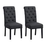 BOJU Modern Black Dining Chairs Pair Only Armless for Kitchen Restaurant Lobby Lounge Furniture Fabric Upholstered Wood Black Leg Chairs (Charcoal Grey, x2)