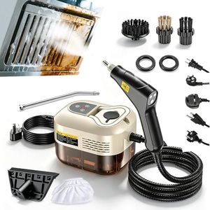 Handheld Steam Cleaner 2500W High with 1.1L Large Capacity Tank and 229°F High Temp Steam, 6 Adjustable Levels for Grout Tile Car Furniture Kitchen Dirt Grease Tile Grout (Beige)