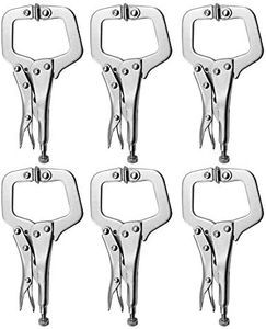 Anxingo 6 Pack Heavy Duty C-Clamp Locking Pliers Set 6" C Clamps with Swivel Pads for Craftsmen Home Workshop