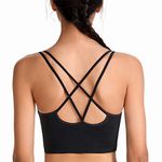 SotRong Womens Padded Strappy Bra Mid Impact Sports Bra Comfortable Sleep Bras Yoga Bralette Stretch Crop Tops Vest for Teen Girls Black S