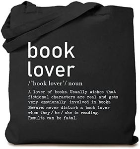 TSIIUO Women's Book Lover Noun Canvas Tote Bag Funny Reader Gift Library Reusable Shopping Canvas Bag, Black, 15.8 x 13.5 inches