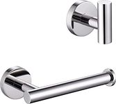 YUET Chrome Towel and Toilet Roll Holder Set Bathroom Accessory 2 Pieces Home Paper Tissue & Coat Hook Holders Bar Accessories SUS 304 Stainless Steel Hardware Wall Mounted Polished Finish