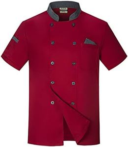 Unisex Double-breasted Chef Coat Back Full Mesh Lightweight Chef Jacket Color Stitching Chef Uniform