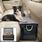 Fhiny Dog Backseat Extender with Storage, 23.2'' x 13.4'' Collapsible Back Seat Extender for Dogs Pet Front Seat Extend for Car Puppy Car Seat Gap Filler with Pockets for Small & Medium Dogs