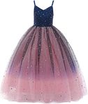 Glamulice Princess Sparkle Tulle Dress 6 Flower Girl Lace Little Girls Bridesmaid Navy Blue Dresses for Wedding Party Pageant Dance Beauty Contest Ballgown Blush Pink Sparkly Ball Gown Christmas Maxi