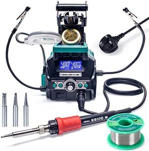 YIHUA 939D+ III EVO Digital Soldering Iron Station Kit with 4 Preset Channels, Dual-LCD Display System, Sleep Mode, 2 Helping Hands, a LED Magnifier Lens, and More for Soldering & Desoldering(UK Plug)