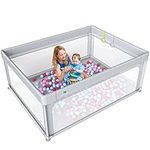 Baby Playpen 47''x47'', Large Baby Playard,Indoor & Outdoor Kids Activity Center with Anti-Slip Base, Sturdy Safety Play Yard with Super Soft Breathable Mesh, Kid's Fence for Infants Toddlers