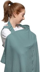 Nilsa 5-in-1 Muslin Nursing Cover up for Breastfeeding & Baby Car Seat Cover - Breathable Breastfeeding Cover With Rigid Hoop - 100% Cotton Privacy Apron Breast Feeding Covers For Women (Mint green)