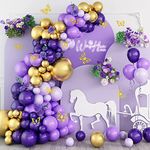 Lazybeee™ 72pcs Purple and Gold Balloon Garland Arch Kit, Purple Theme Balloons and Metallic Gold Balloons Garland Decorations for Girls Birthday Wedding Baby Shower Engagement Party Supplies