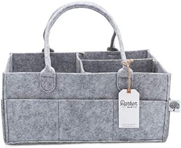 Parker Baby Co. Diaper Caddy - Nursery Storage Bin and Car Organizer for Diapers and Baby Wipes - Gray, Large
