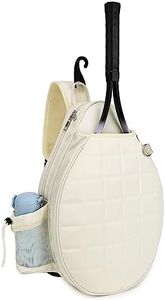 Rejolly New Tennis Racket Sling Bag for Women Men Quilted Water Resistant Racquet Cover One Shoulder Crossbody Bags for Pickleball Paddles, Badminton Racquet Cream White