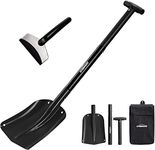 OVERMONT Telescopic Full Size Snow Shovel with Ice Scraper Aluminum Lightweight Utility Portable Shovel Mud for Car, Camping, and Garden Black