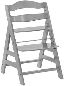 Hauck Alpha+, Grey - Wooden High Chair 6 Months to Adult Sustainable FSC® Certified Beechwood Toddler Feeding and Entertainment Chair, Inclusive 5-Point Harness Bumper Bar Crotch Strap