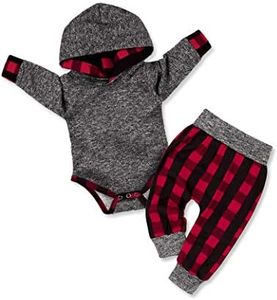 Fommy Baby Boy Clothes 12-18 Months boy clothes Plaid Letter Print Long Sleeve Hoodies + Long Pants 2PCS Outfits Baby Boy Stuff Gifts Set