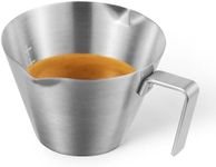 MHW-3BOMBER Espresso Measuring Cups, Double Spouts Stainless Steel Espresso Pour Cup, Espresso Shot Cups with Handle Scale, Metal Measuring Cups with V-Shaped Mouth, 3.4OZ/100ML Silver G5146BL