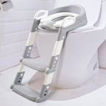 Baybee Aura Western Toilet Potty Seat for Kids, Baby Potty Training Plastic Seat Chair with Ladder, Adjustable Step Height, Cushion Seat | Potty Seat for 1-8 Years Child Boys Girls (Grey)
