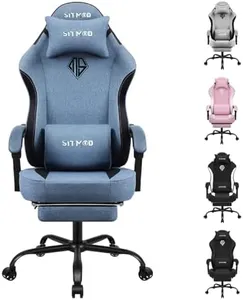 SITMOD Gaming Chair with Footrest-Computer Ergonomic Video Game Chair-Backrest and Seat Height Adjustable Swivel Task Chair for Adults with Headrest and Lumbar Support(Blue)-Fabric