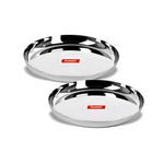 Sumeet Stainless Steel Dinner Plates - Set Of 2, Silver