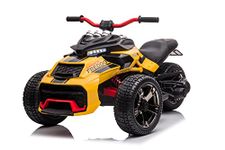 12V Freddo 3 Wheel 2 Seater Ride on Motorcycle Trike with Upgraded Battery (Yellow)