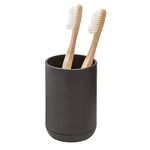 iDesign 28537 Cade Toothbrush Holder, Round Plastic Toothbrush Stand for Regular and Electric Toothbrushes, Black, 7.6 cm x 7.6 cm x 11.4 cm