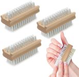 Lola Products Hand & Nail Wood Brush, Heavy Duty 2 Sided Soft & Stiff Bristles, Cleans Hands, Fingernails & Feet, Toenails, No-Slip Grip, 3 Pack