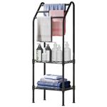 Taotigzu Freestanding Towel Rack 3 Tier,Metal Towel Rail with Storage Shelf,Adjustable Bathroom Storage Organizer for Swimming Pool,Bathtub,53.1”H x 16.1”W x 11.8”D (3 Tier without basket)