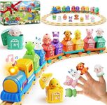 Toddler Toys for 1 2 3 Year Old Boy Girl, Electric Train Set with Music, Light & Tracks, 8 Farm Animals & 8 Barns, Montessori Learning Toy for 1 2 3 Year Old, Birthday Gift for Boy and Girl (37PCS)