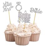 Darling Souvenir, Bride to Be Cupcake Toppers, Bridal Shower Glitter Cupcake Toppers, Miss To Mrs Party Cake Dessert Decorations - Pack Of 20