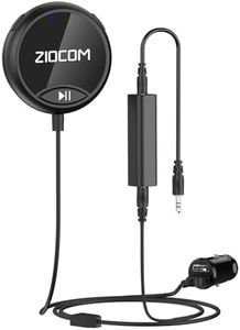 ZIOCOM Bluetooth Car Kit, Wireless Car Adapter Receiver with Ground Loop Noise Isolator Set, Hands-Free Call, Connect 2 Devices Simultaneously, for Cars with 3.5mm AUX Input Port